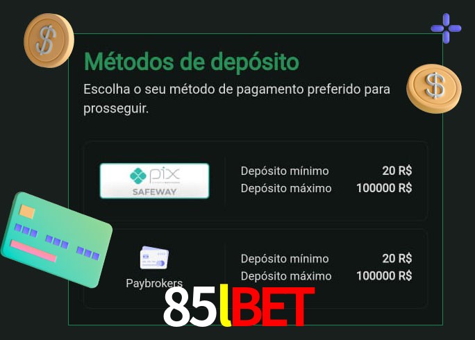 O cassino 85lbet oferece uma grande variedade de métodos de pagamento